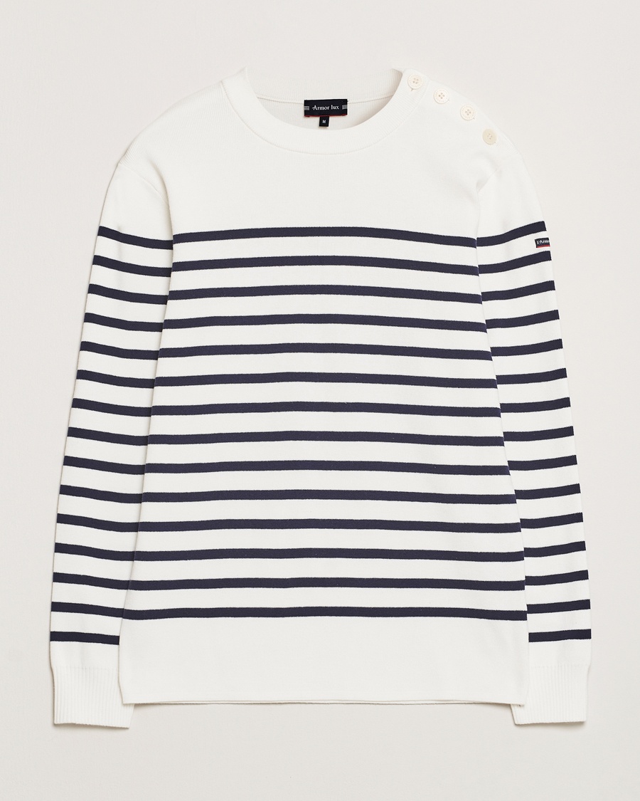 Armor-lux Groix Striped Sweater Milk/Navy – Blå