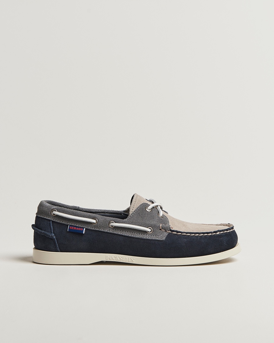 Sebago Docksides Portland Jib Boat Shoe Navy/Grey – Blå