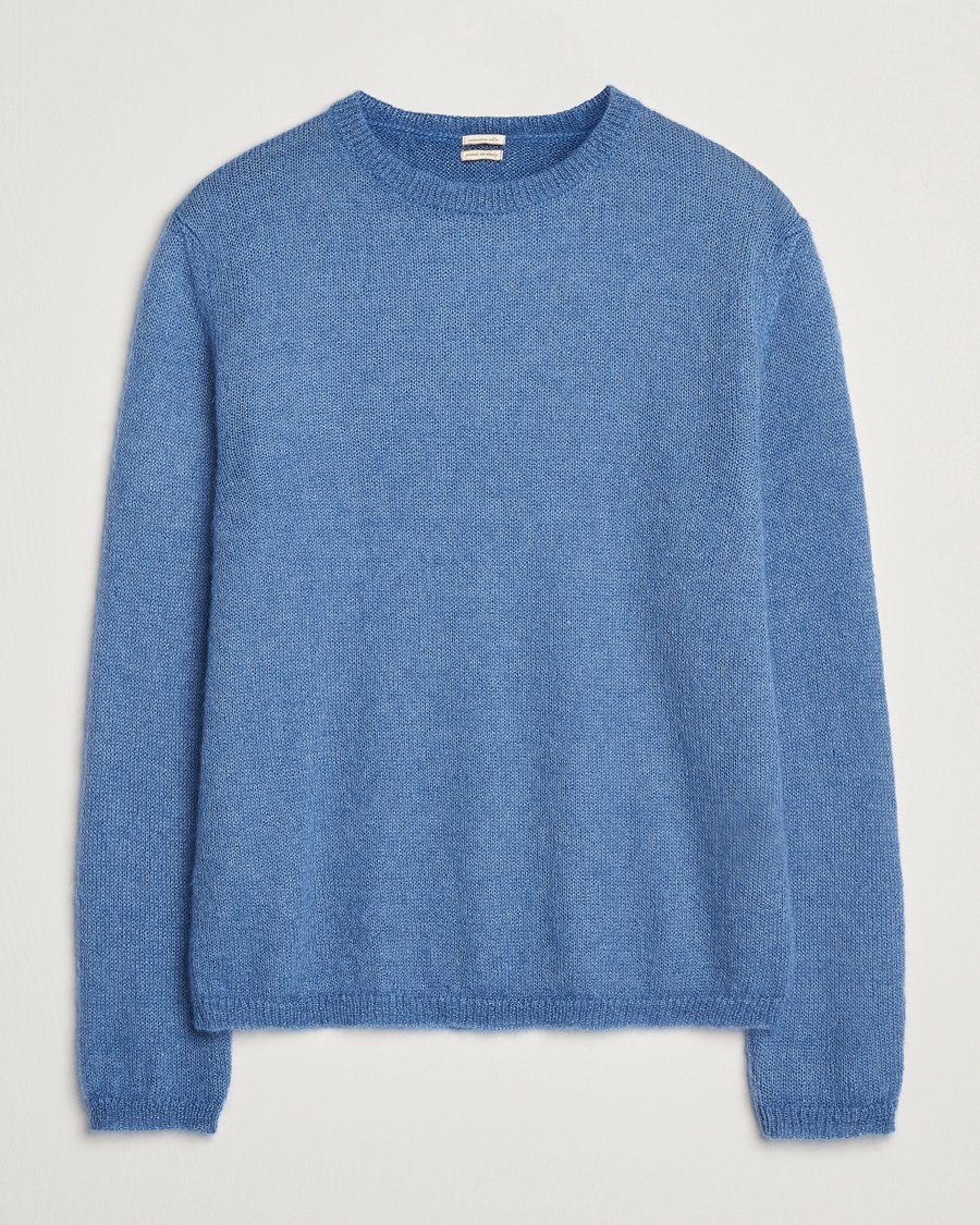 Herre | Lojalitetstilbud | Massimo Alba | Baby Mohair Crew Neck Pullover Sky Blue