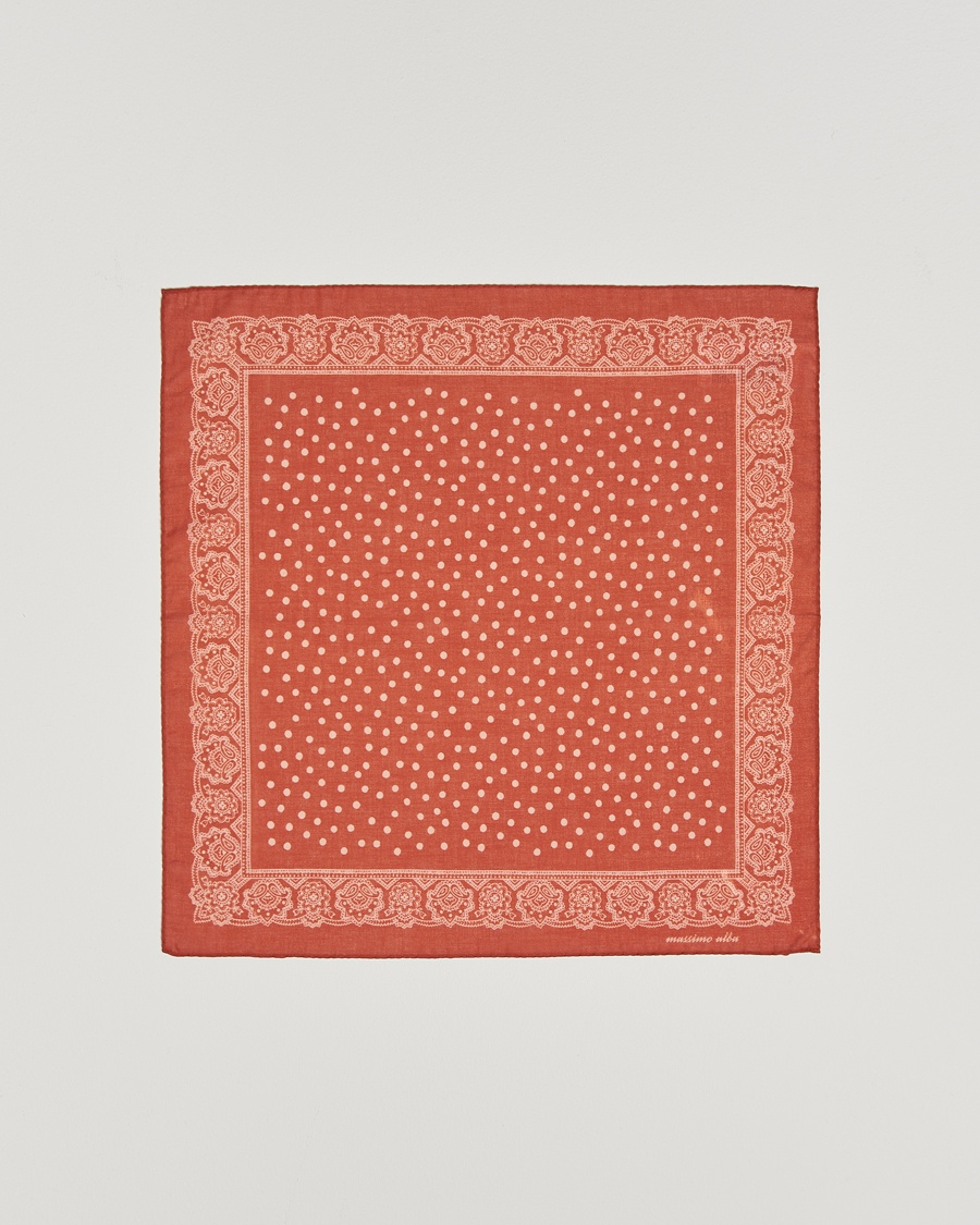 Herre | Assesoarer | Massimo Alba | Printed Cotton Voile Handkerchief Burn Red