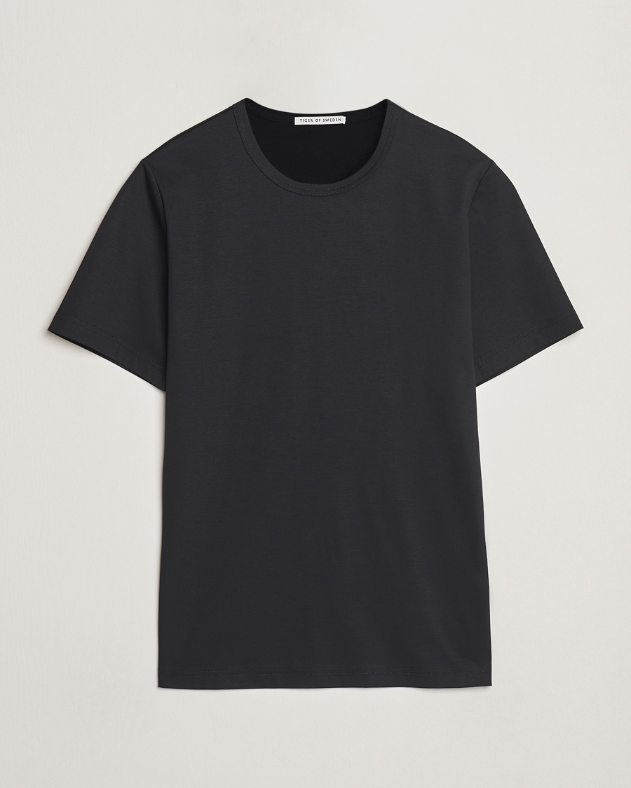 Herre | T-Shirts | Tiger of Sweden | Olaf Mercerized Cotton T-Shirt Black