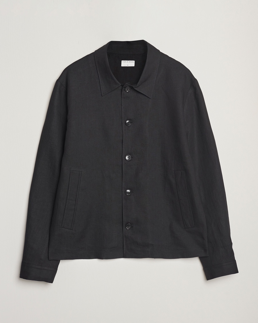 Herre | Overshirts | Tiger of Sweden | Barnaby Linen Overshirt Black