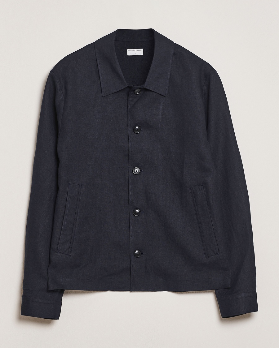 Herre | Overshirts | Tiger of Sweden | Barnaby Linen Overshirt Midnight Blue