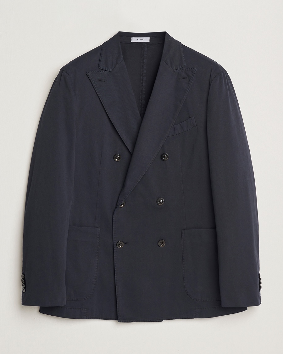 Herre | Bomullsblazer | Boglioli | K Jacket Double Breasted Cotton Blazer Navy