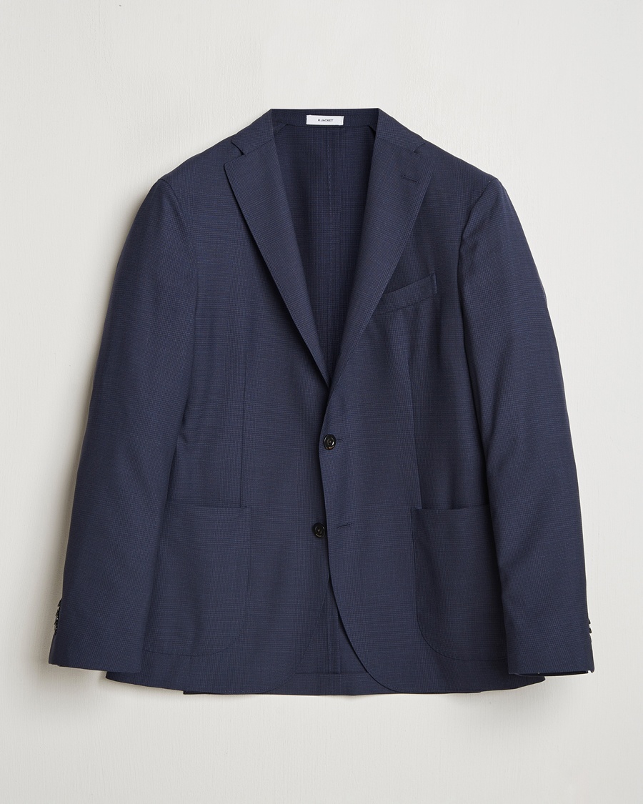 Herre | Dressjakker | Boglioli | K Jacket 14 Micron Wool Blazer Navy Check