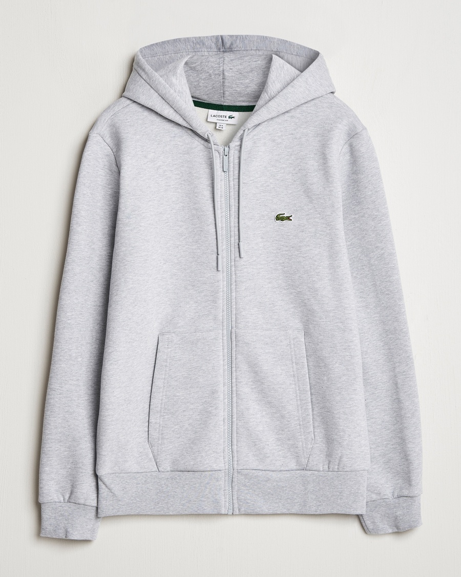 Lacoste Full Zip Hoodie Silver Chine – Grå
