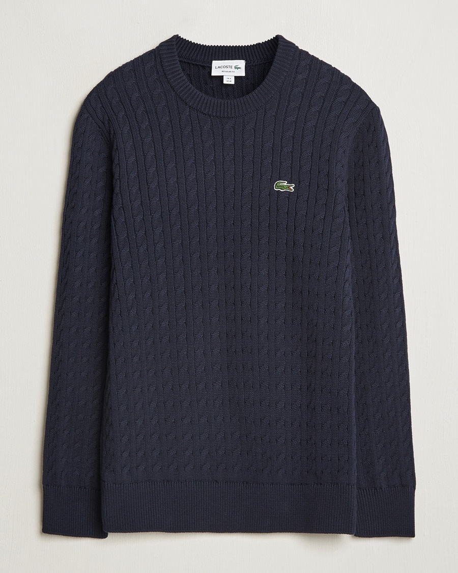 Lacoste Cotton Cable Sweater Navy Blue – Blå