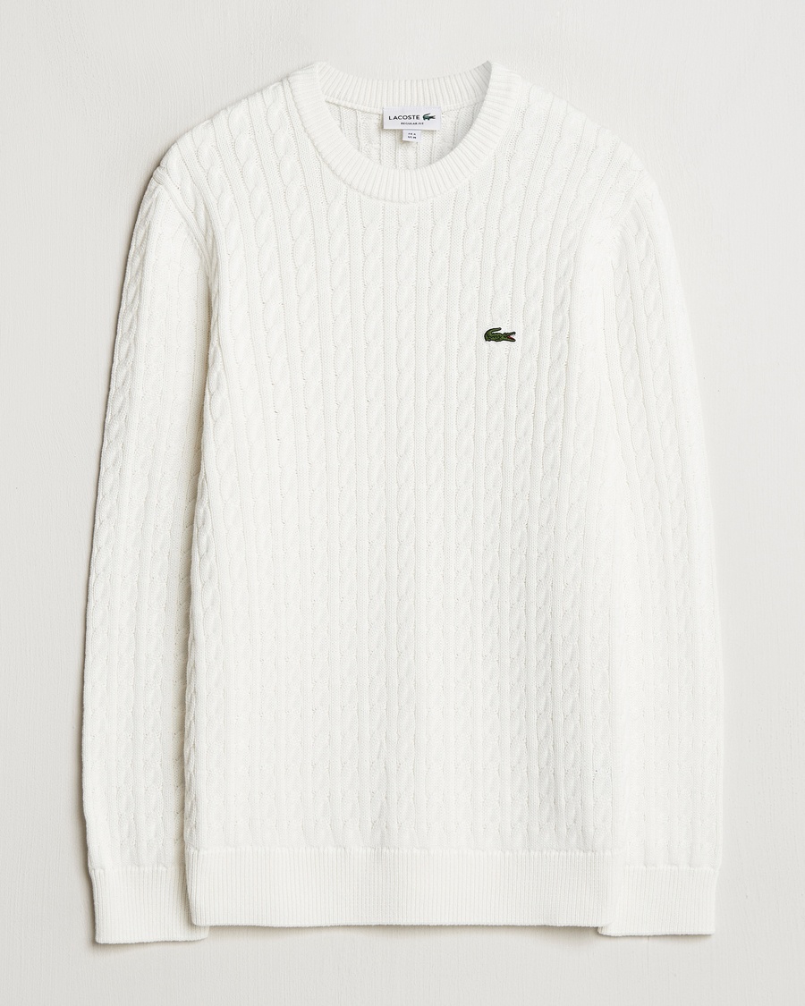 Lacoste Cotton Cable Sweater Flour – Hvit