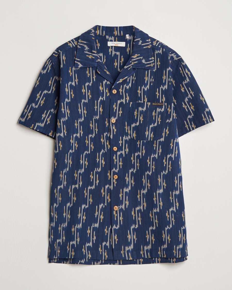Herre | Kortermede skjorter | Nudie Jeans | Arvid Printed Short Sleeve Shirt Blueberry