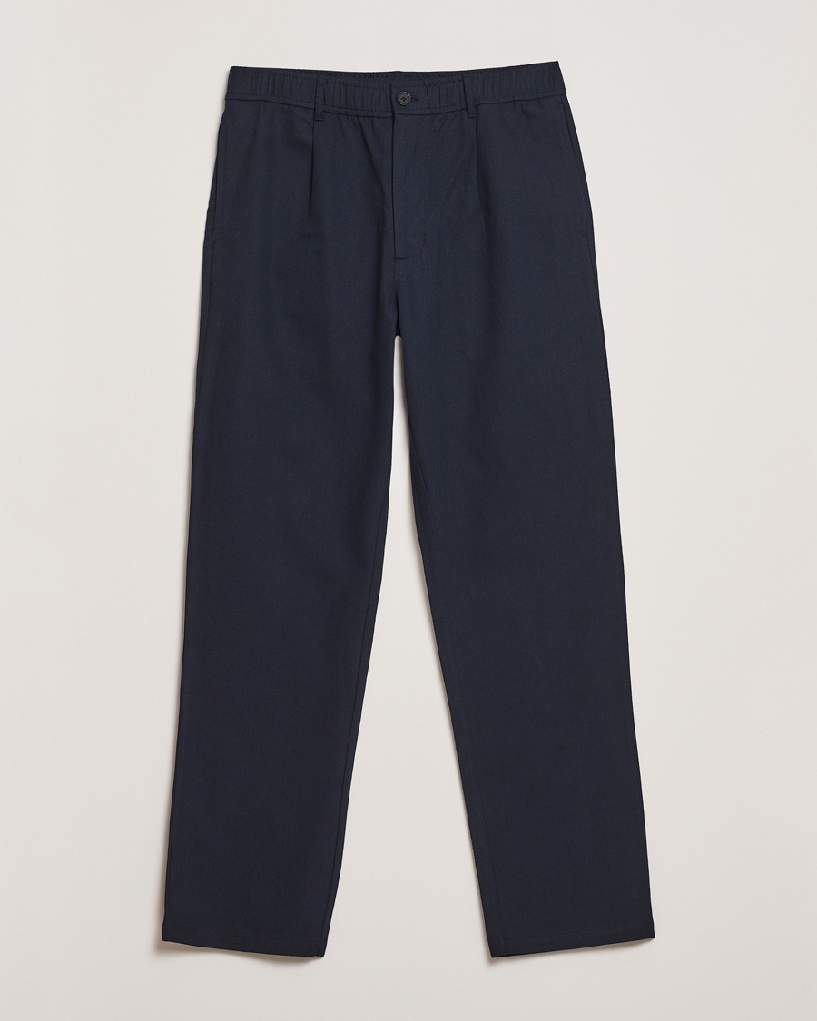 Herre | Bukser | Samsøe Samsøe | Bertil Cotton/Linen Drawstring Trousers Salute Navy