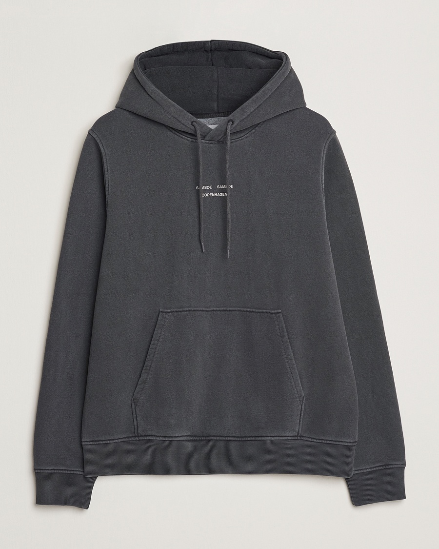 Herre | Business & Beyond - Casual | Samsøe Samsøe | Marcus Center Logo Hoodie Washed Black