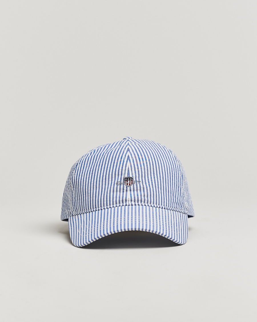 Herre | Assesoarer | GANT | Striped Seersucker Cap Rich Blue
