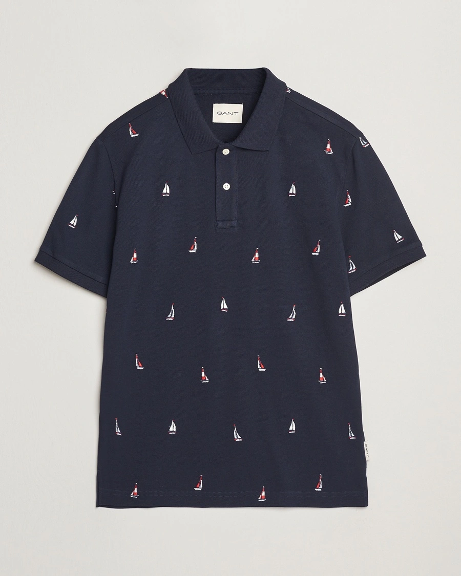 Herre | Pikéer | GANT | Embroidered Sailing Polo Evening Blue