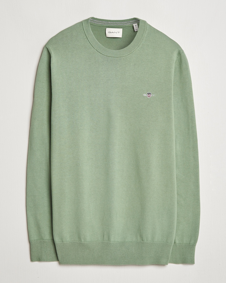 Herre | Pullovers rund hals | GANT | Classic Cotton Crew Neck Kalamata Green