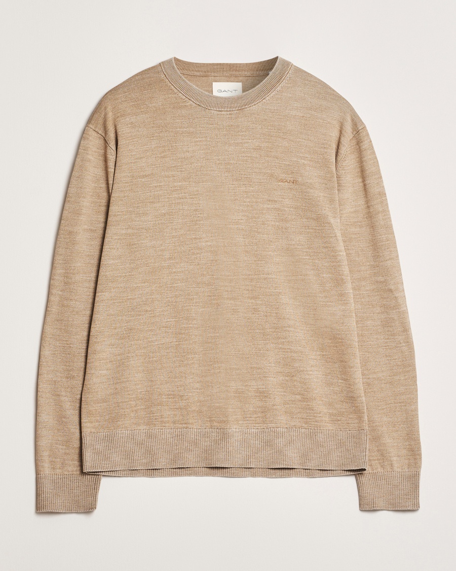 Herre | Strikkede gensere | GANT | Sunfaded Crew Neck Sweater Dry Sand