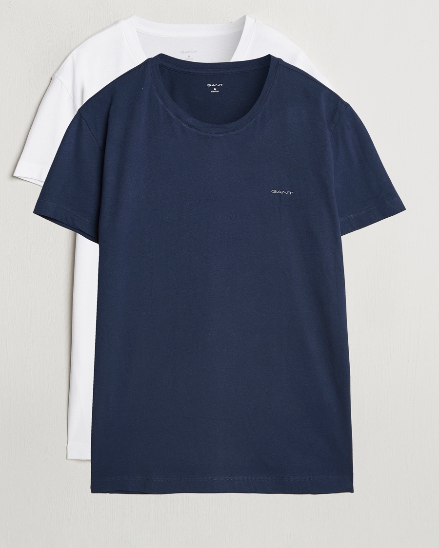 GANT 2-Pack Crew Neck T-Shirt Navy/White – Blå