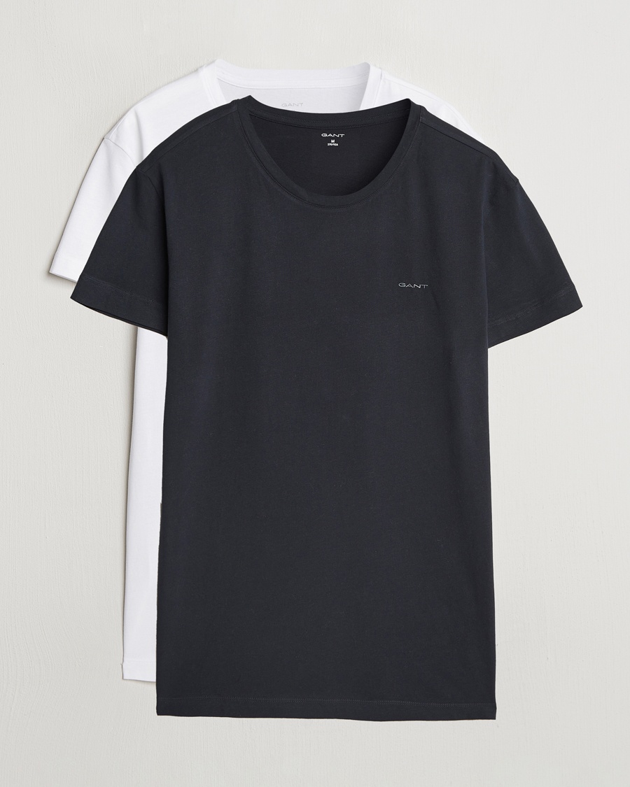GANT 2-Pack Crew Neck T-Shirt Black/White – Hvit