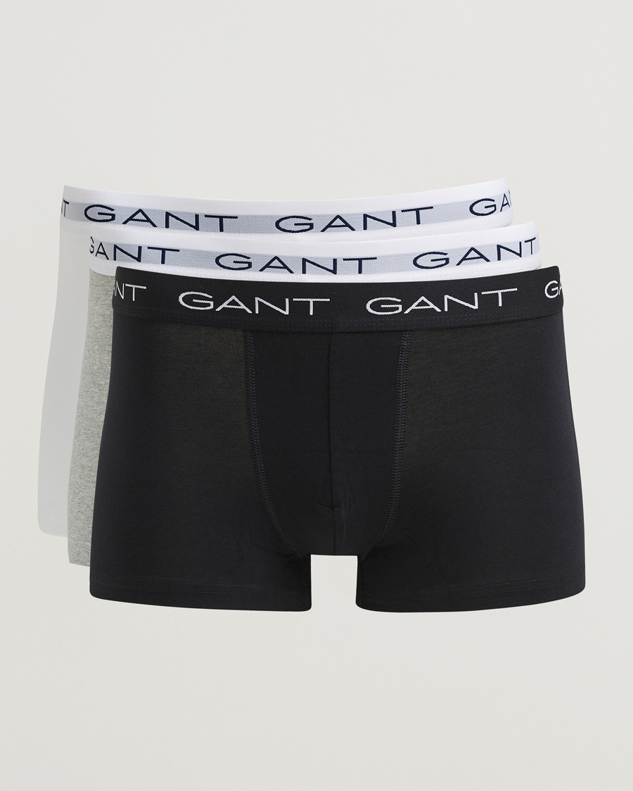 Gant 3-Pack Trunks Light Grey Melange/Black/White – Grå