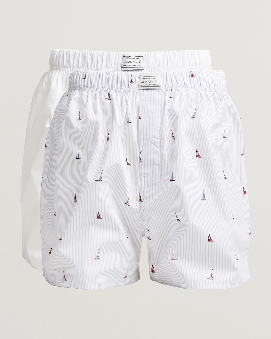 Herre | Underbukser | GANT | 2-Pack Boxer Shorts White/Blue