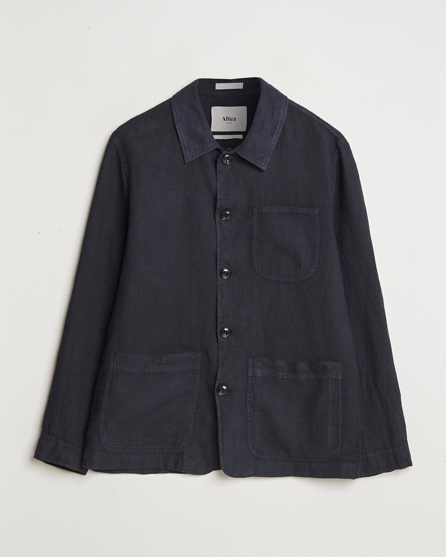 Herre | Overshirts | Altea | Linen Chore Jacket Navy
