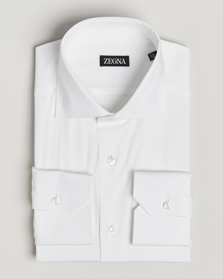 Zegna Slim Fit Cotton Dress Shirt White – Hvit