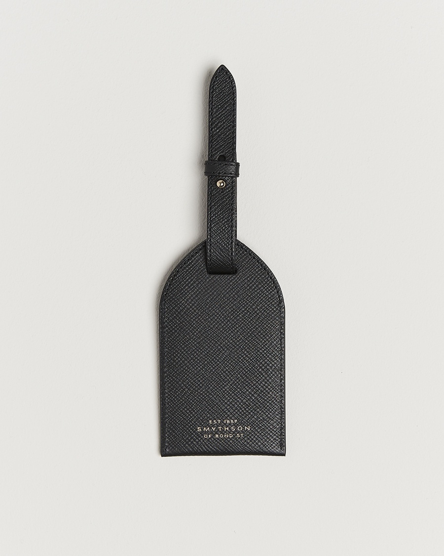 Smythson Panama Luggage Tag Black – Svart