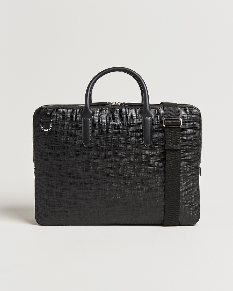 Smythson Panama Large Lightweight Briefcase Black – Svart