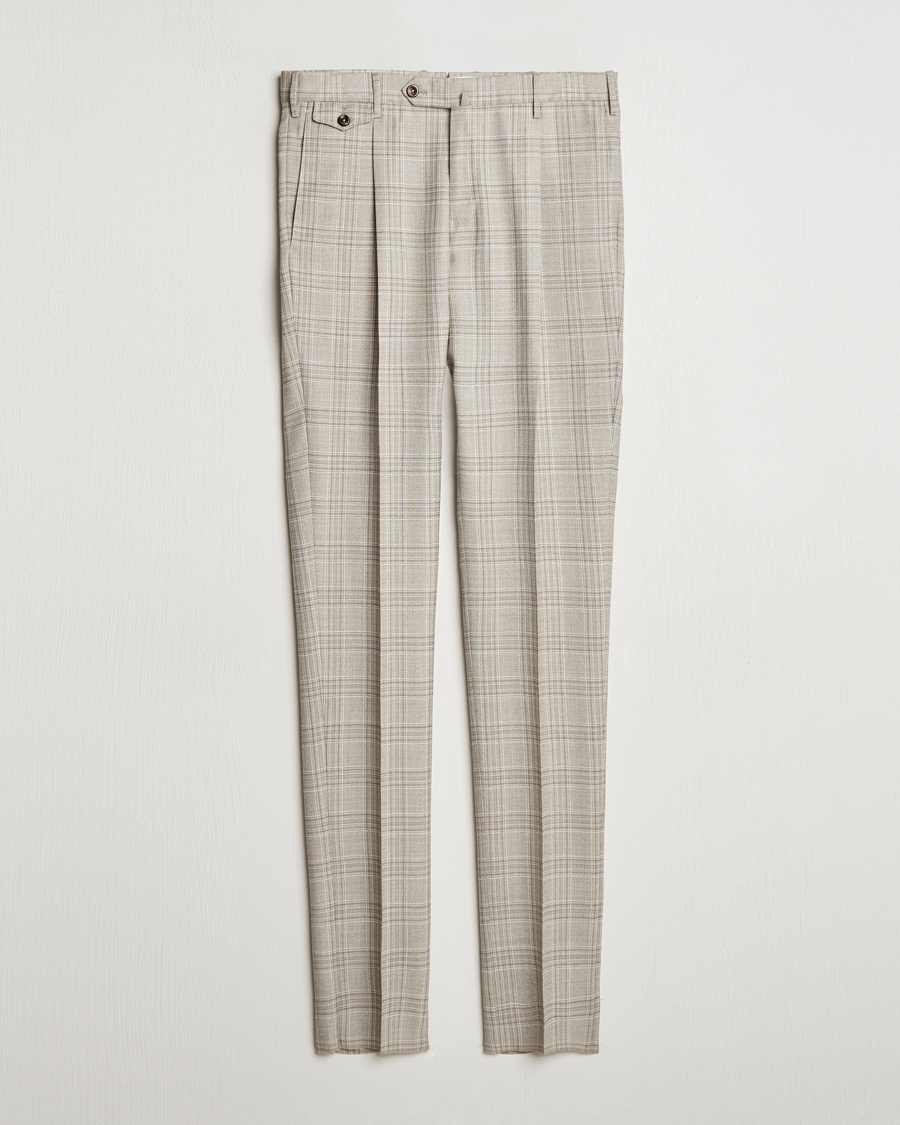 Herre | Lojalitetstilbud | PT01 | Gentleman Fit Check Wool Trousers Beige