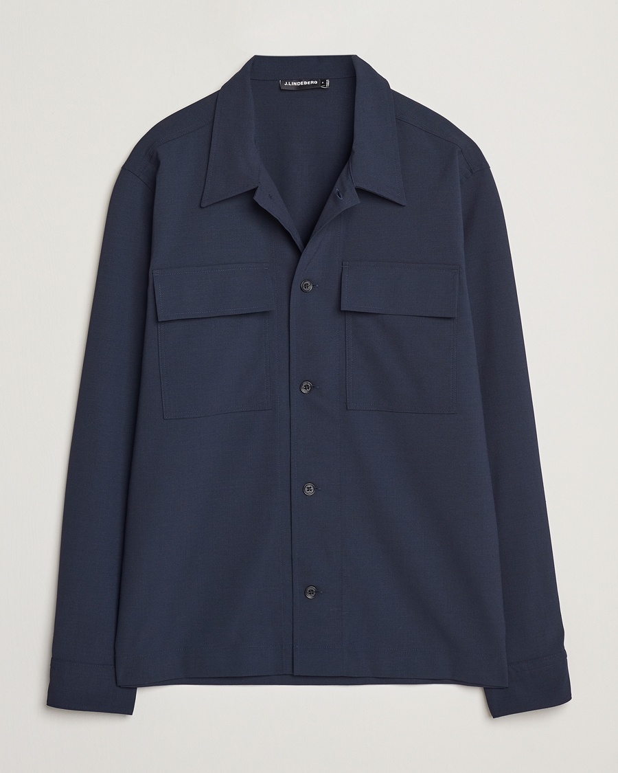 Herre | Overshirts | J.Lindeberg | Reid Twill Overshirt Navy