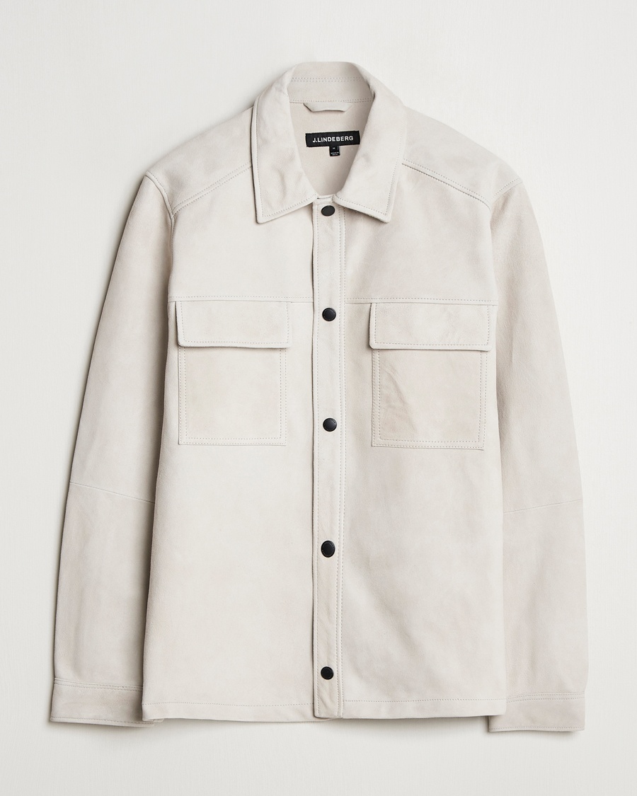 Herre | J.Lindeberg | J.Lindeberg | Wilden Suede Overshirt Moonbeam