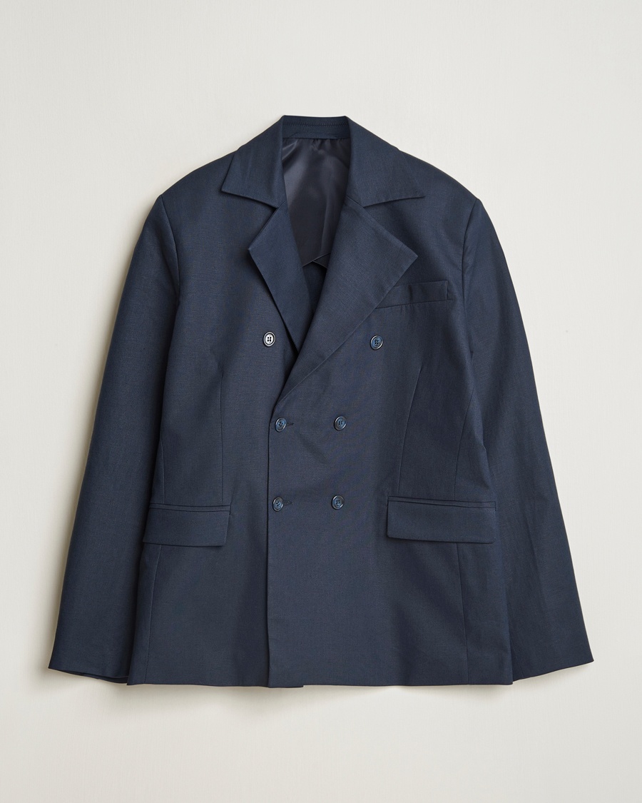 Herre | Linblazer | Palmes | Double Breasted Linen Sport Coat Navy