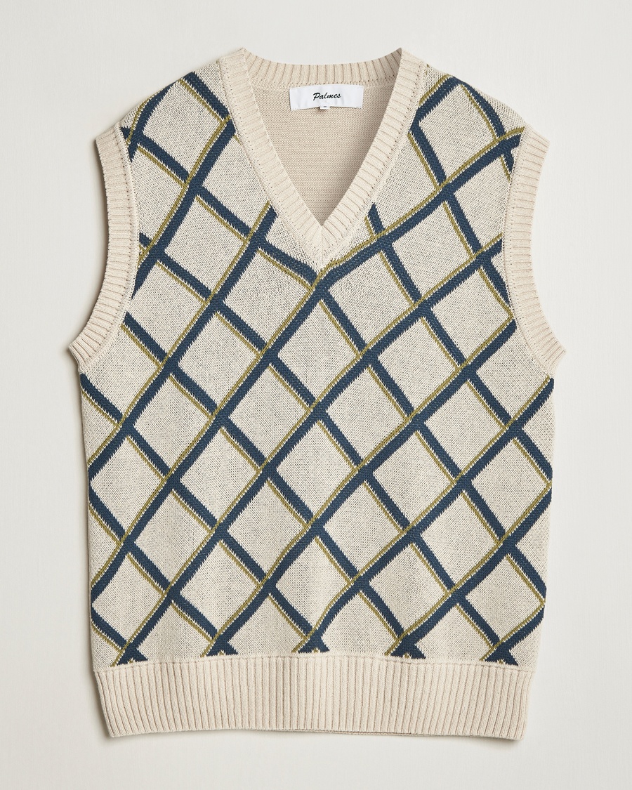Herre | Slipovers | Palmes | Argyle Knitted Vest Off White