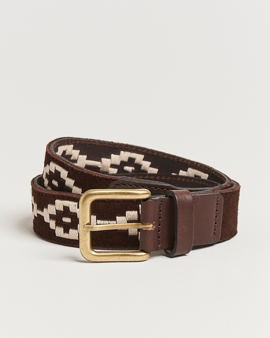 Herre | Gaver | Pampeano | Confianza Hand Stitched Suede Belt 3,5cm Brown