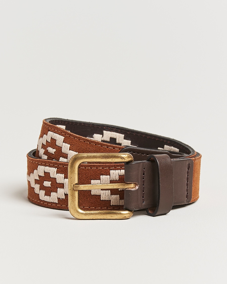 Herre | Gaver | Pampeano | Confianza Hand Stitched Suede Belt 3,5cm Tan