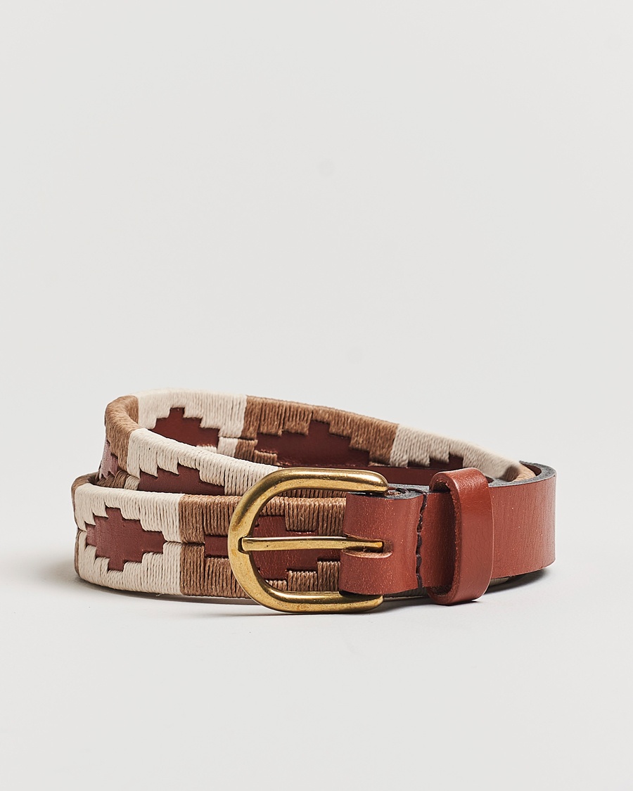 Pampeano Skinny Hand Stitched Leather Belt 2,5cm Brown – Brun