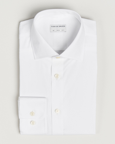 Tiger of Sweden Adley Slim Fit Cut Away Shirt White – Hvit