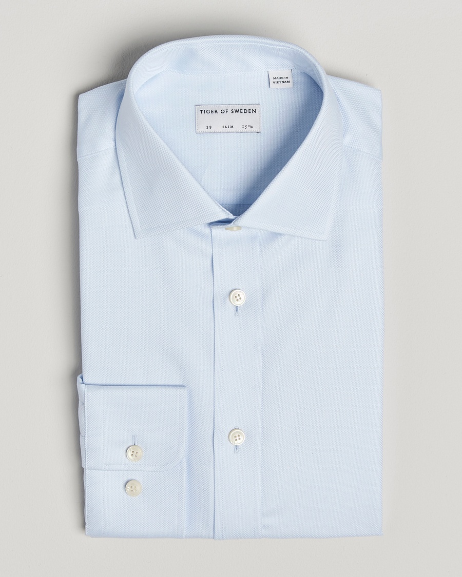 Tiger of Sweden Adley Structured Slim Fit Cut Away Shirt Light Blue – Blå