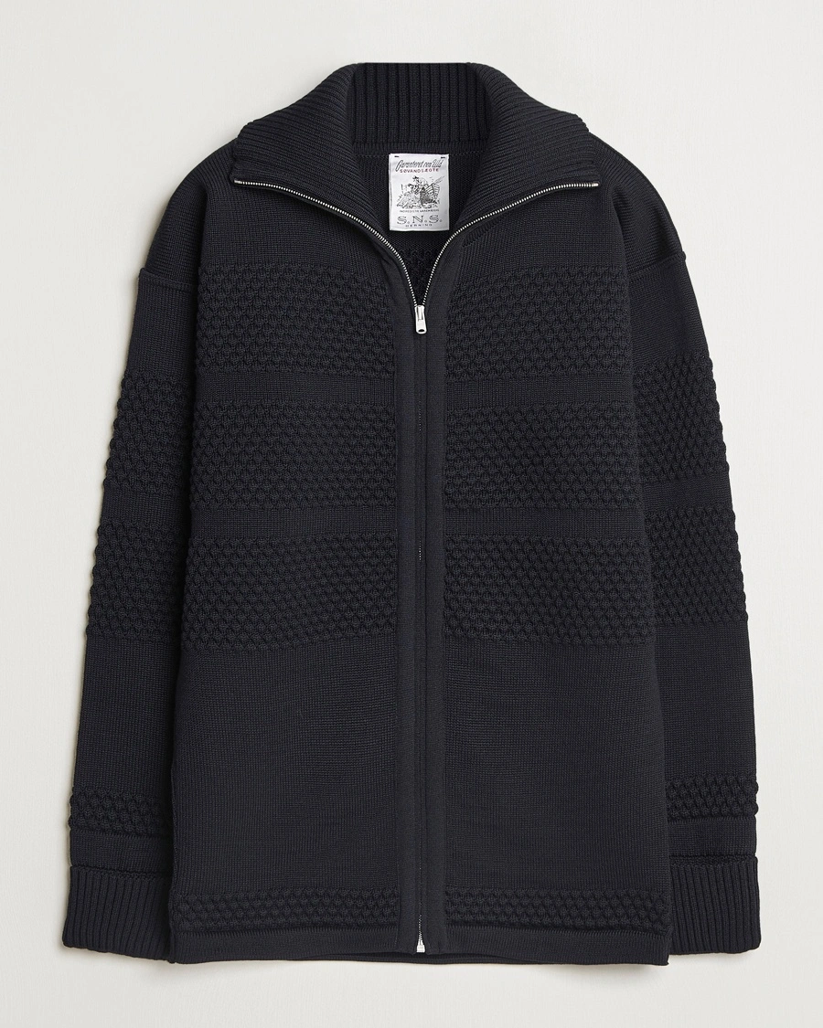 Herre | Full-zip | S.N.S. Herning | Fisherman Wool Full Zip Sweater Navy Blue