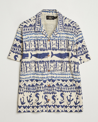 Herre | Kortermede skjorter | RRL | Ryan Short Sleeve Shirt Cream/Navy
