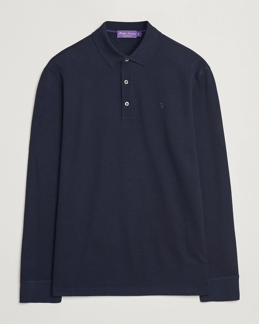 Herre | Langermet piké | Ralph Lauren Purple Label | Long Sleeve Wool Polo Navy