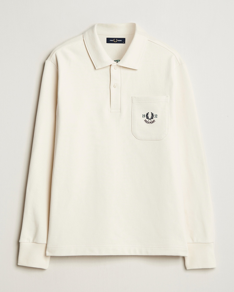 Herre | Rugbygensere | Fred Perry | Embroidered Champion Rugby Sweater Ecru