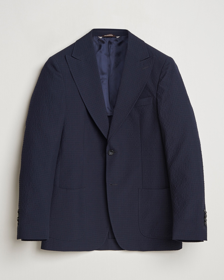 Herre | Bomullsblazer | Morris Heritage | Seersucker Suit Blazer Navy