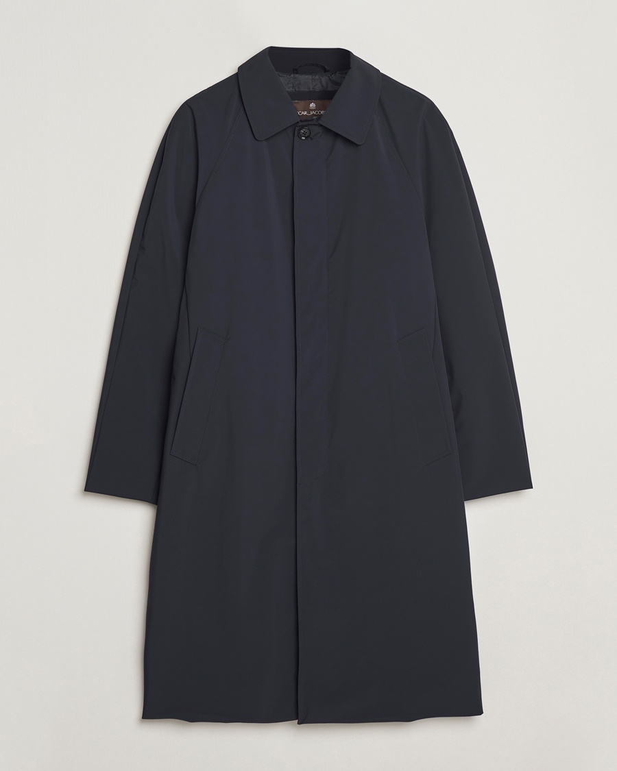 Herre | Frakker | Oscar Jacobson | Long Nylon Raglan Coat Navy