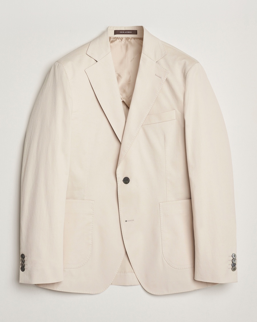 Herre | Bomullsblazer | Oscar Jacobson | Ferry Patch Cotton Blazer Beige