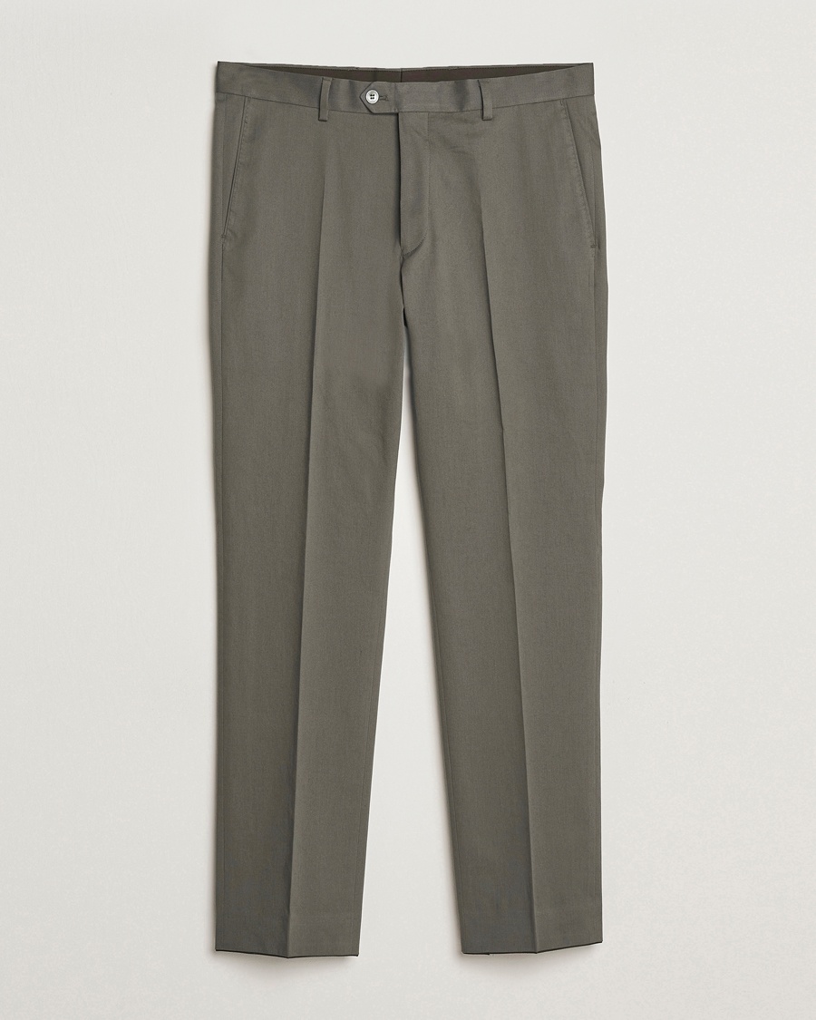 Herre | Klær | Oscar Jacobson | Dandy Cotton Trousers Olive