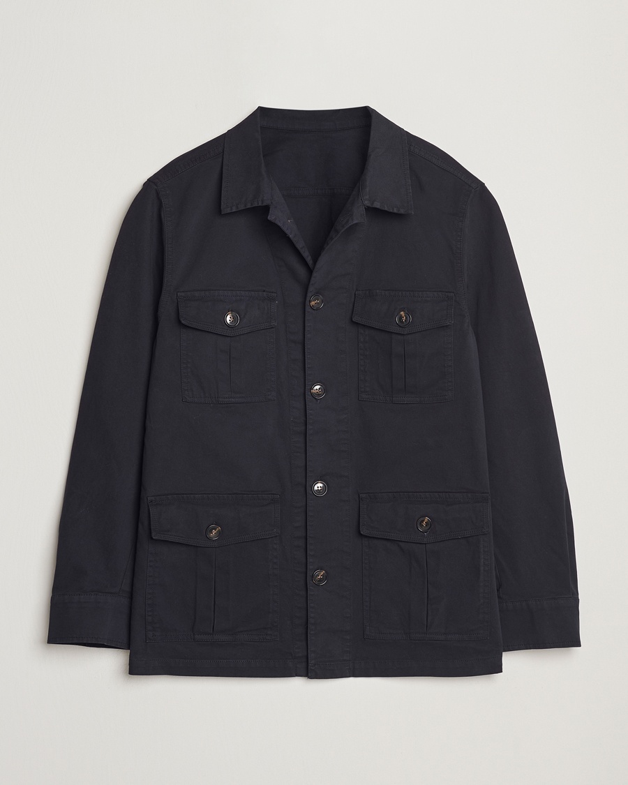 Oscar Jacobson Safari Shirt Jacket Navy – Blå