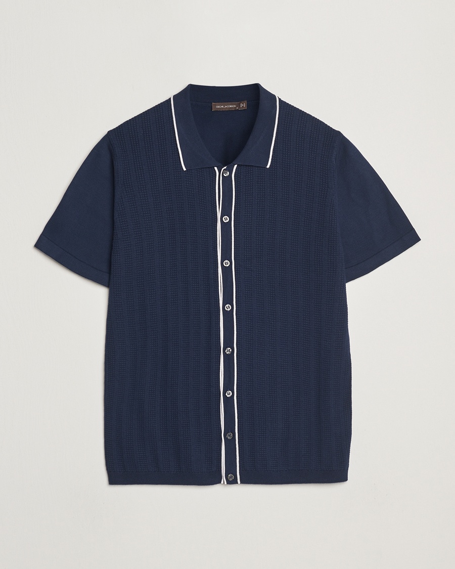 Herre | Klær | Oscar Jacobson | Barker Knitted Polo Navy