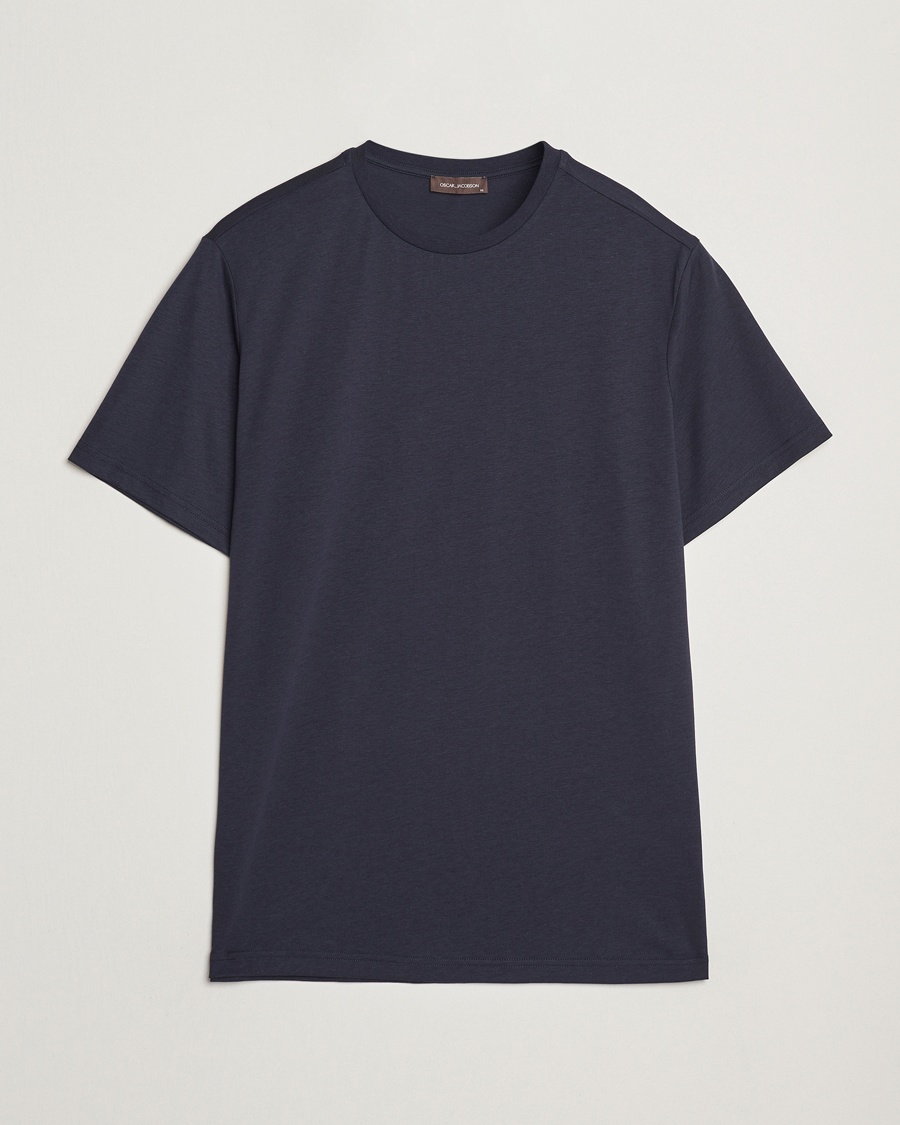Herre | | Oscar Jacobson | Kim Cotton/Tencel T-Shirt Navy