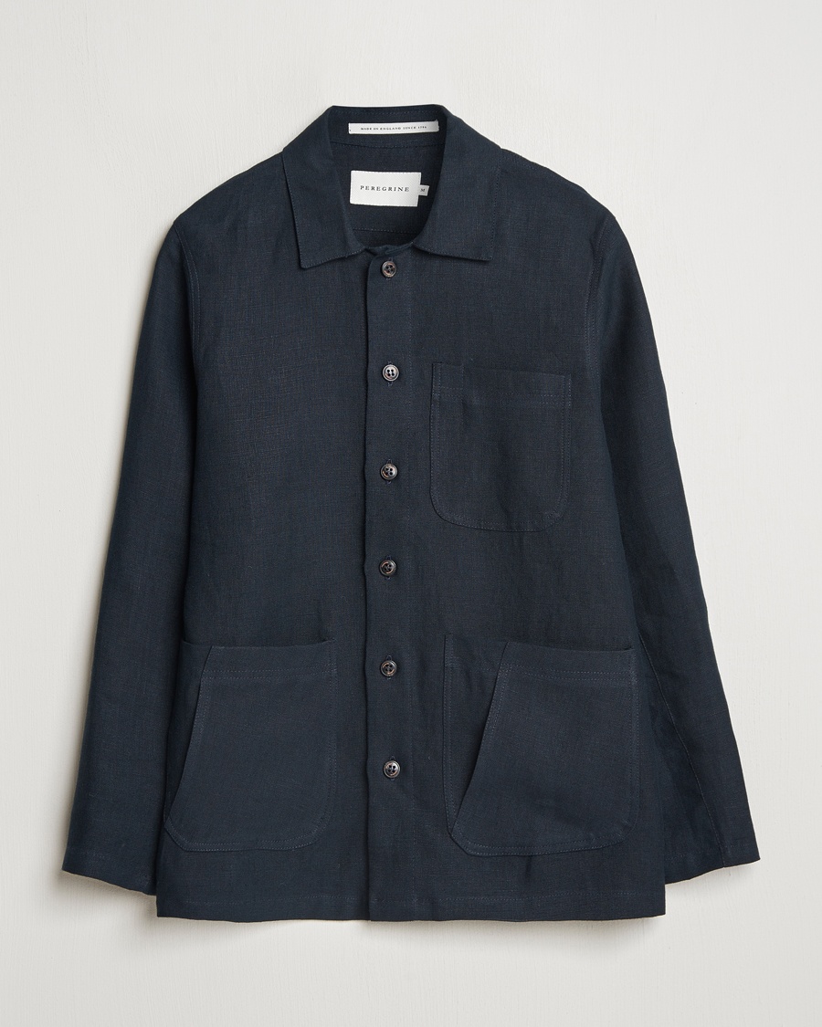 Herre | Skjorter | Peregrine | Grange Linen Shacket Navy
