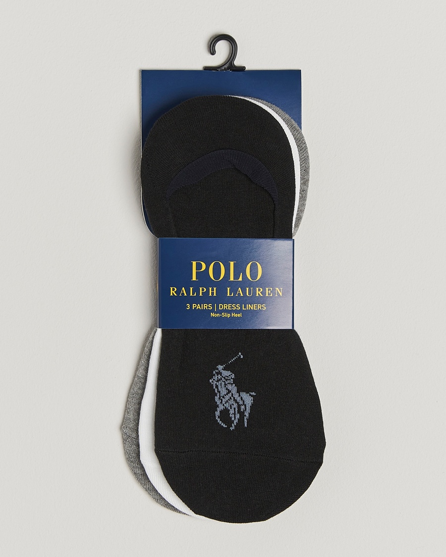 Polo Ralph Lauren 3-Pack No Show Big Pony Pony Socks Black/White/Grey – Grå